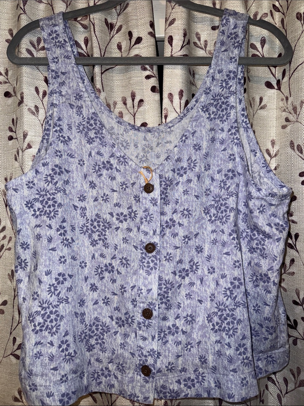 Patagonia Women’s Lavender Floral Button-Front Tank Top